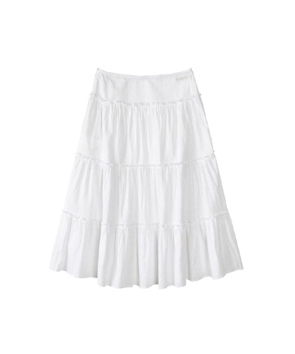 (3/4 예약배송) JACQUARD TIERED SKIRT (WHITE)