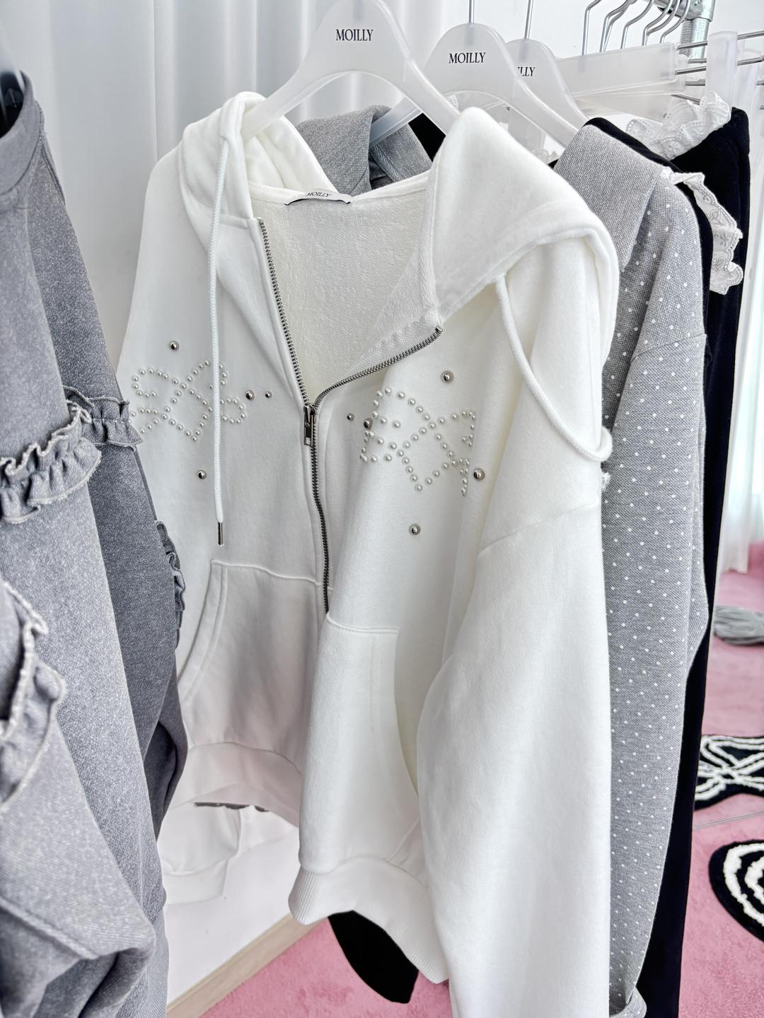[NEW COLOR!] Pearl Hoodie Zip-Up White