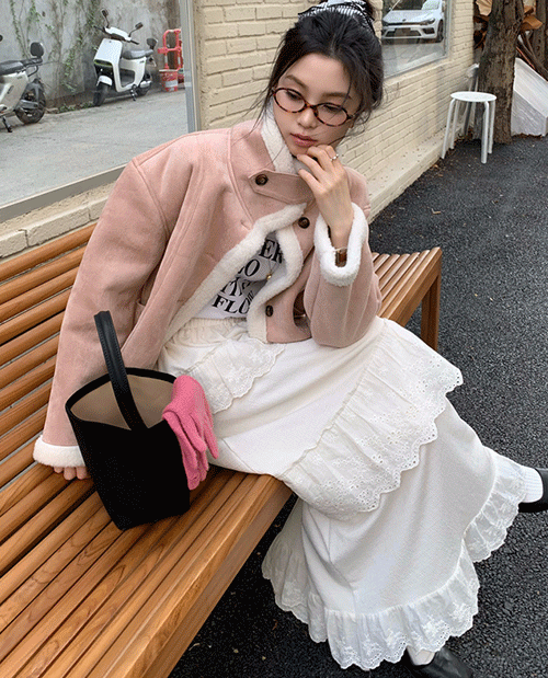 파라다이스키스 베리 스탠드칼라 투웨이 스웨이드 양털 무스탕 2color
