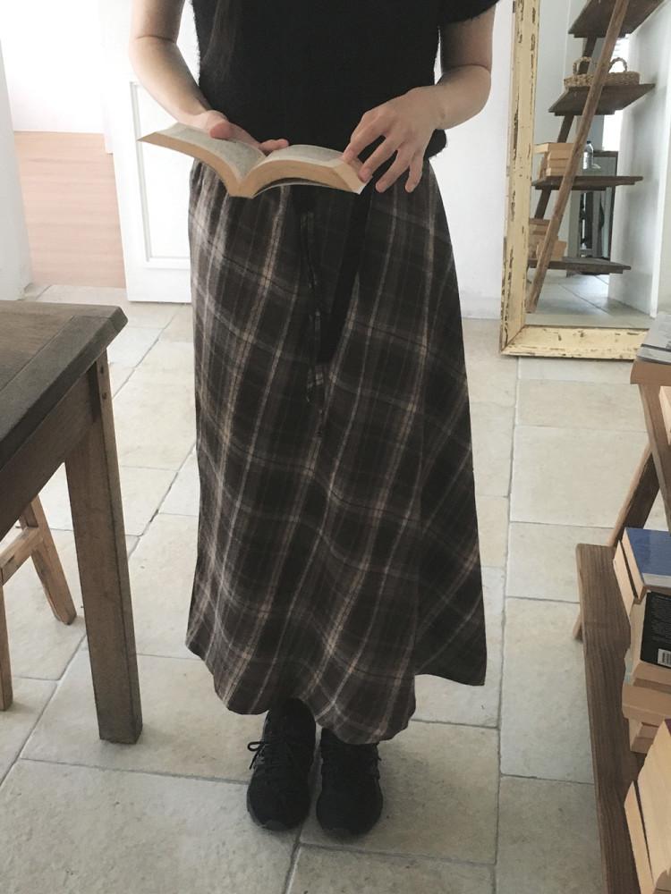 [밴딩롱스커트] 그란데 기모 체크 skirt
