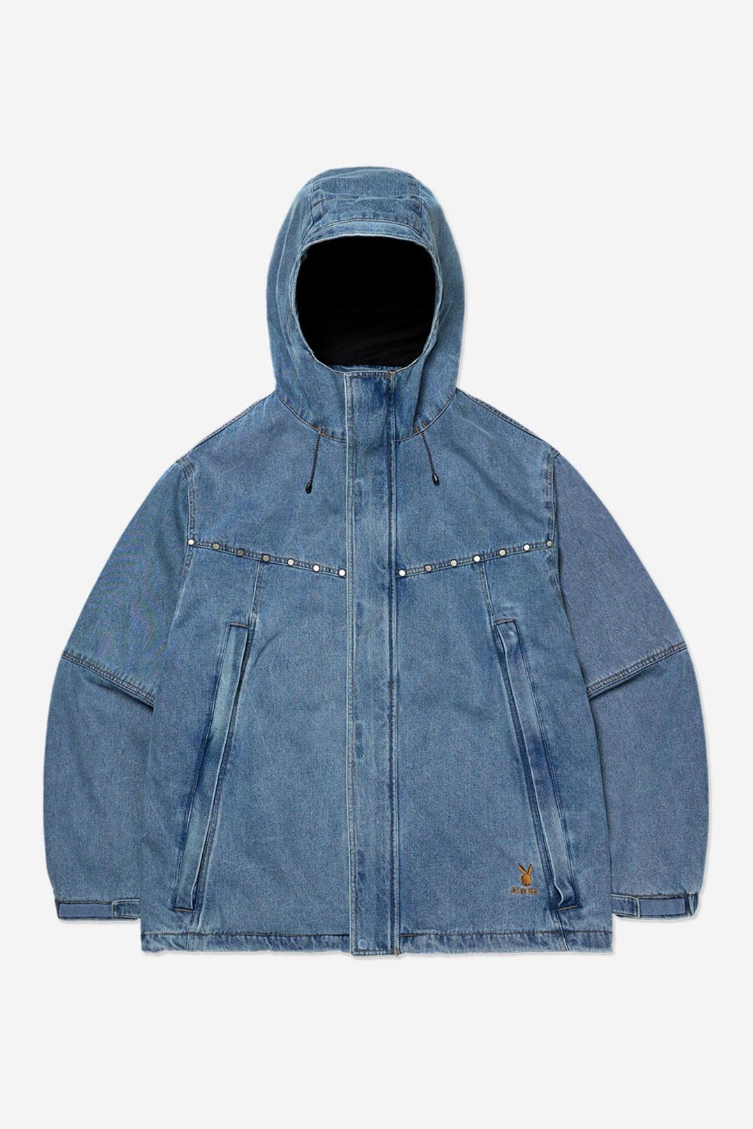 [PLAYBOY x DIMITO] STUD WESTERN DENIM JACKET WASHED BLUE
