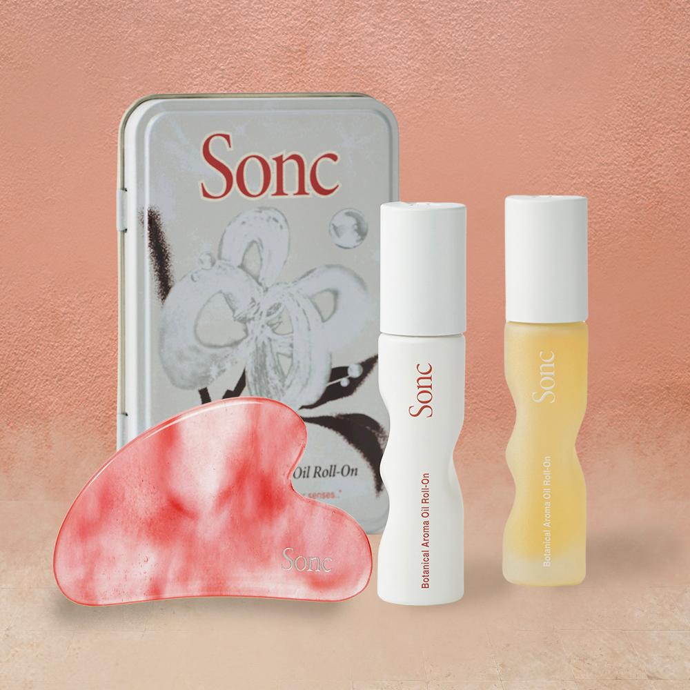 [선물포장/엽서증정] 쏭크 보태니컬 아로마 오일 롤온 듀오키트 + 괄사 증정
