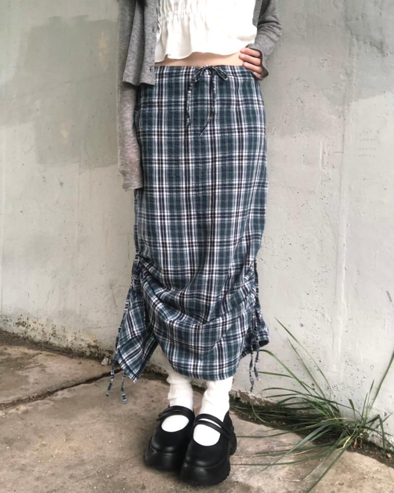 check shirring skirt (체크 셔링 스커트)