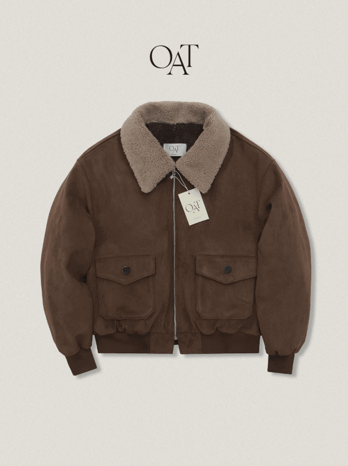 [OAT/☃Limited 10%] Vegan Suede Fur Blouson Jumper - Brown
