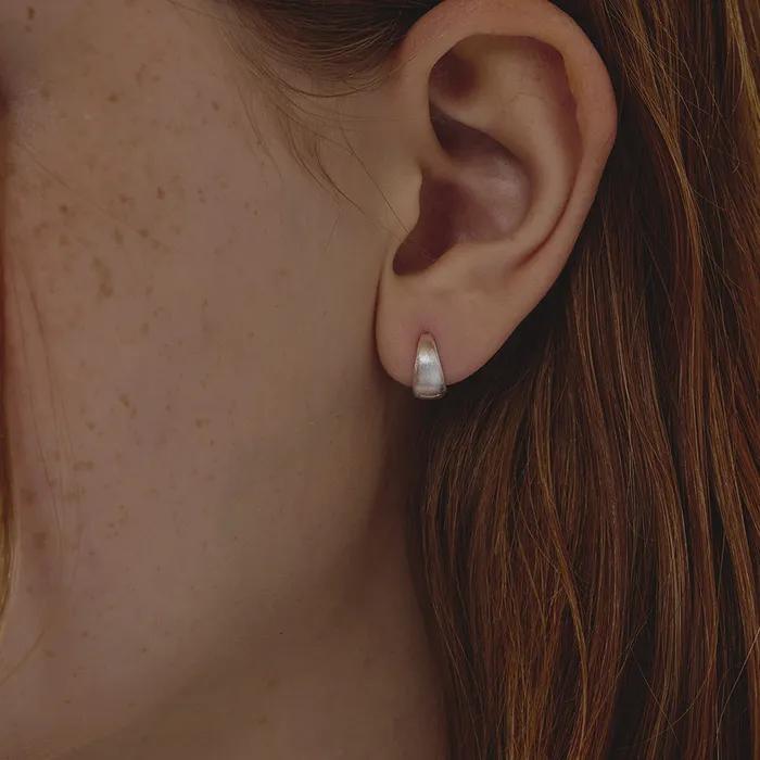 실버 무광 데일리 원터치 귀걸이