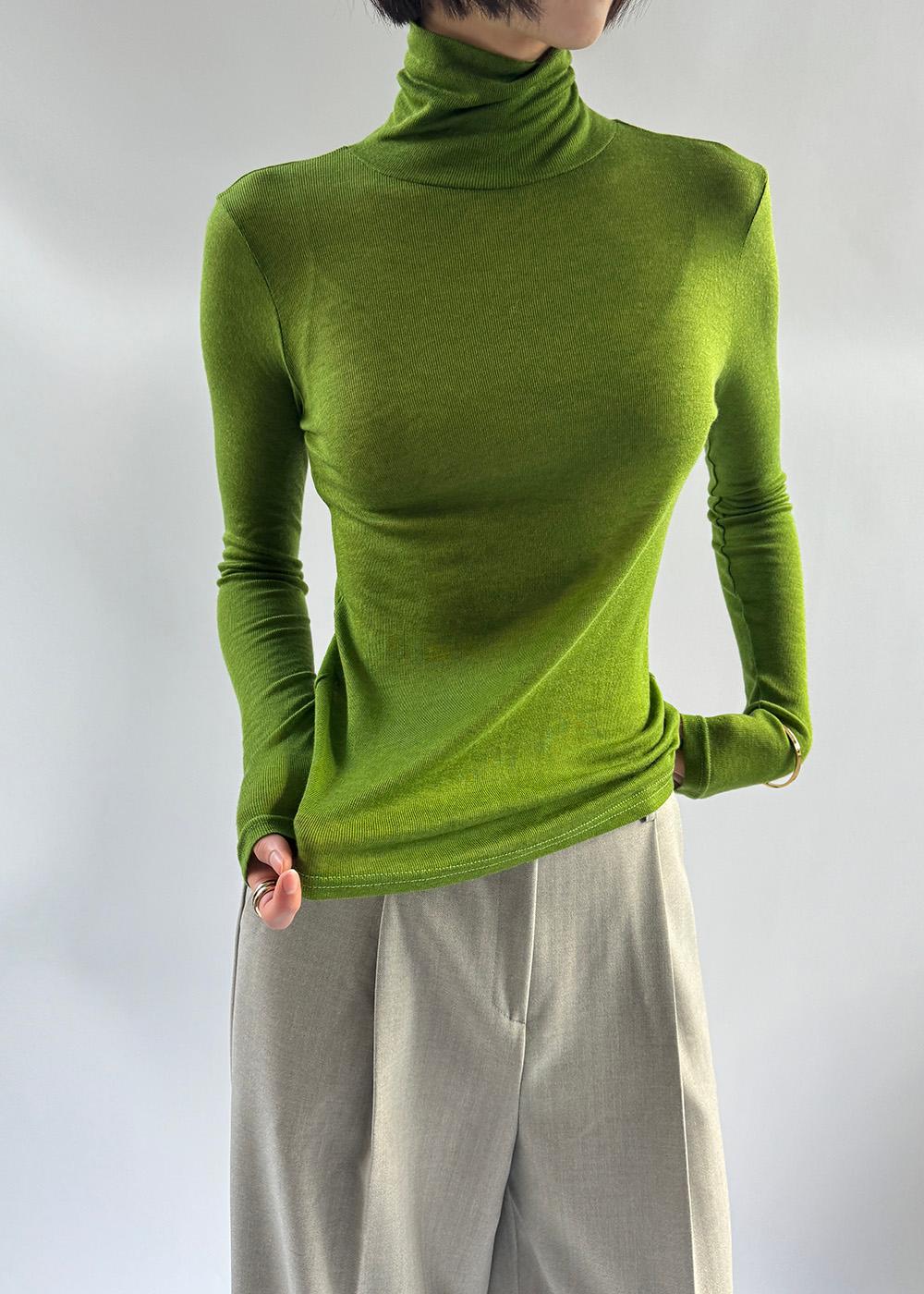 울 텐셀  골지 폴라 티셔츠