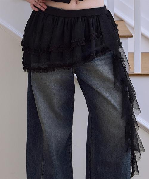Lace Layered Mini Skirt [Black]