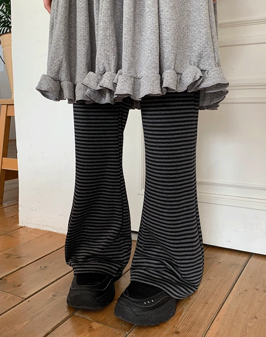 라유니 스트라이프 부츠컷 밴딩 팬츠 (4color)