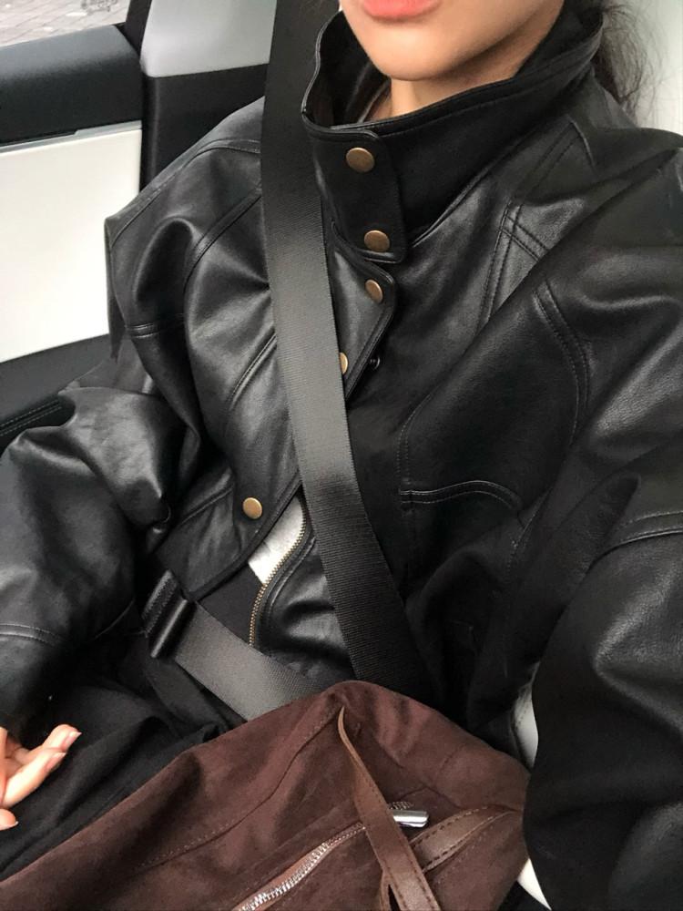 웨이드 레더 하이넥 블루종(2c)