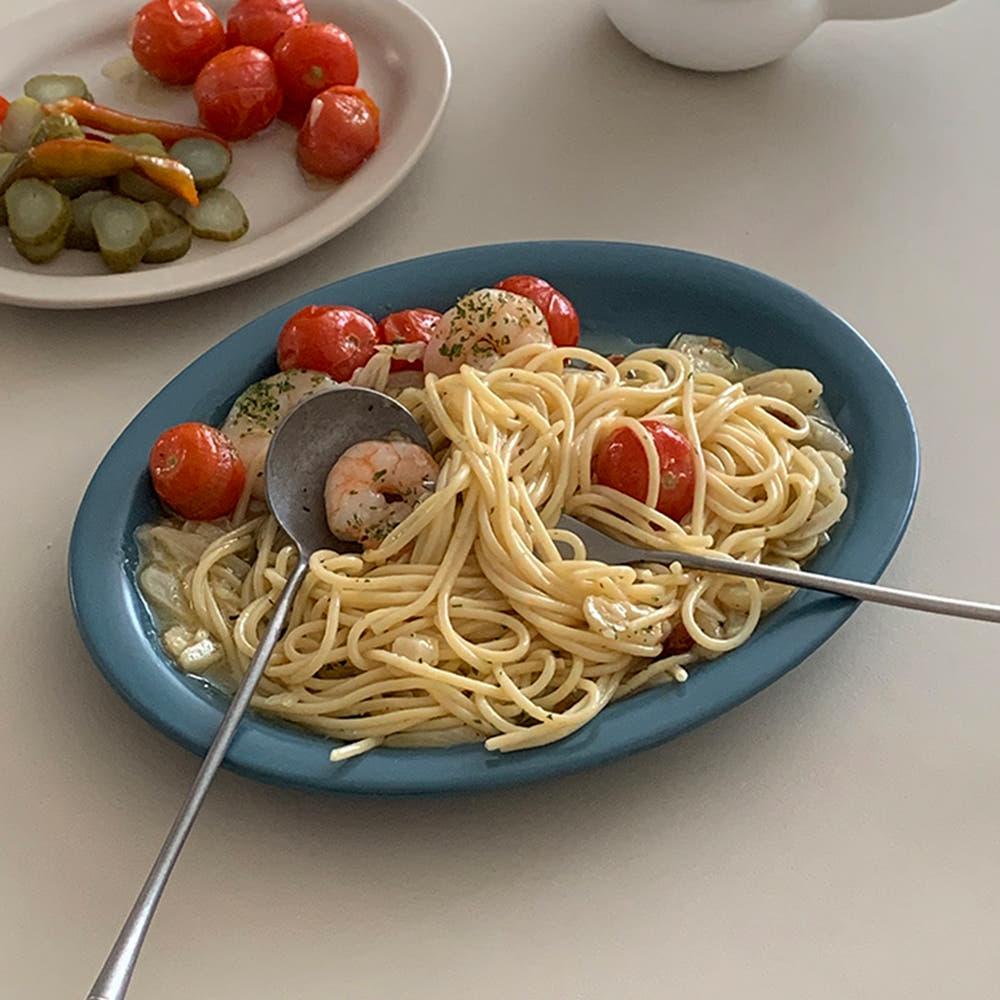 무광 라인 타원접시 대 코발트