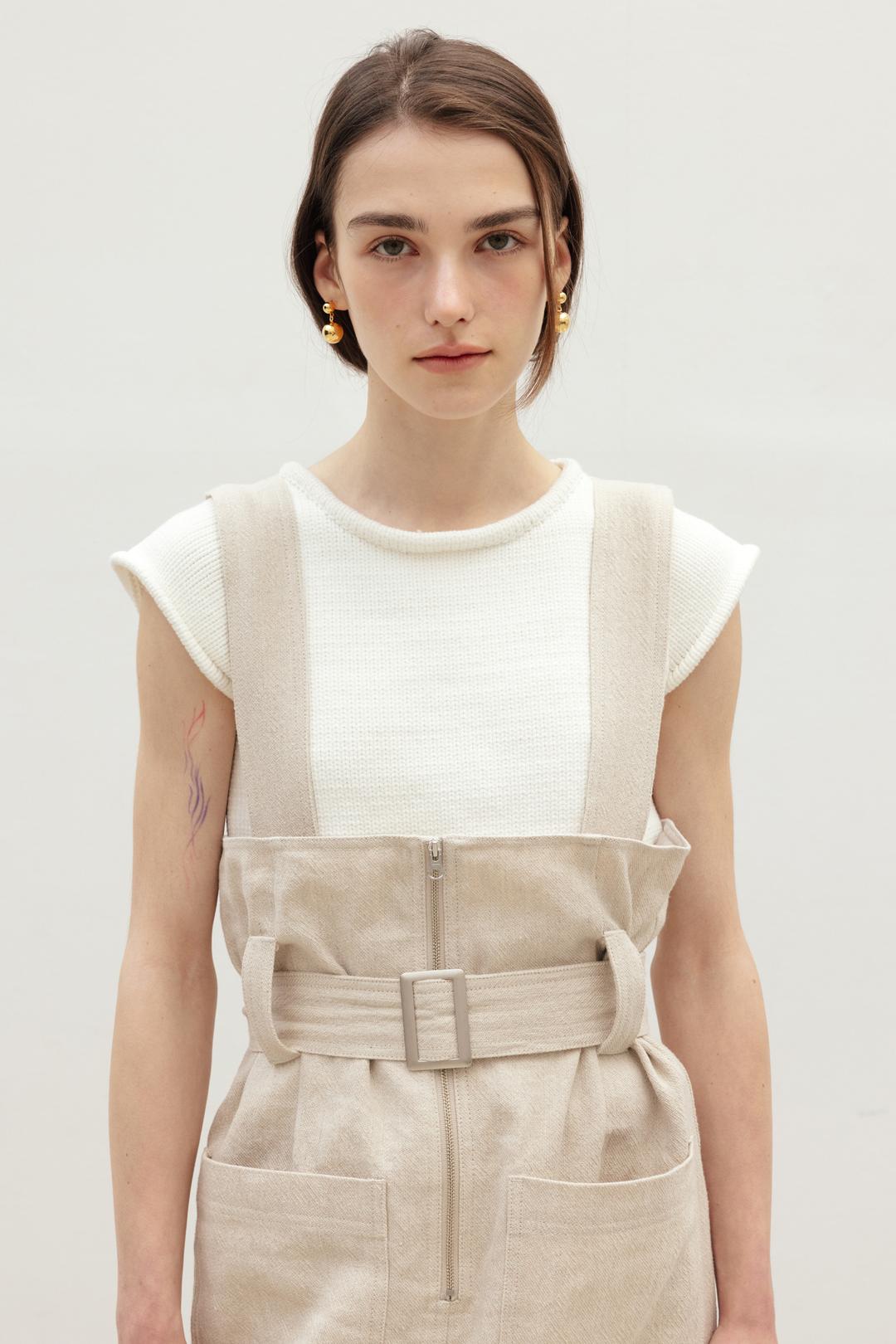 Part.8 Cozy edge knit (white, black)