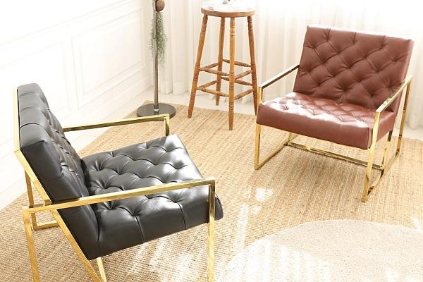 켈리 1인용 가죽 골드 포인트 인테리어 미니 카페 소파 SL088