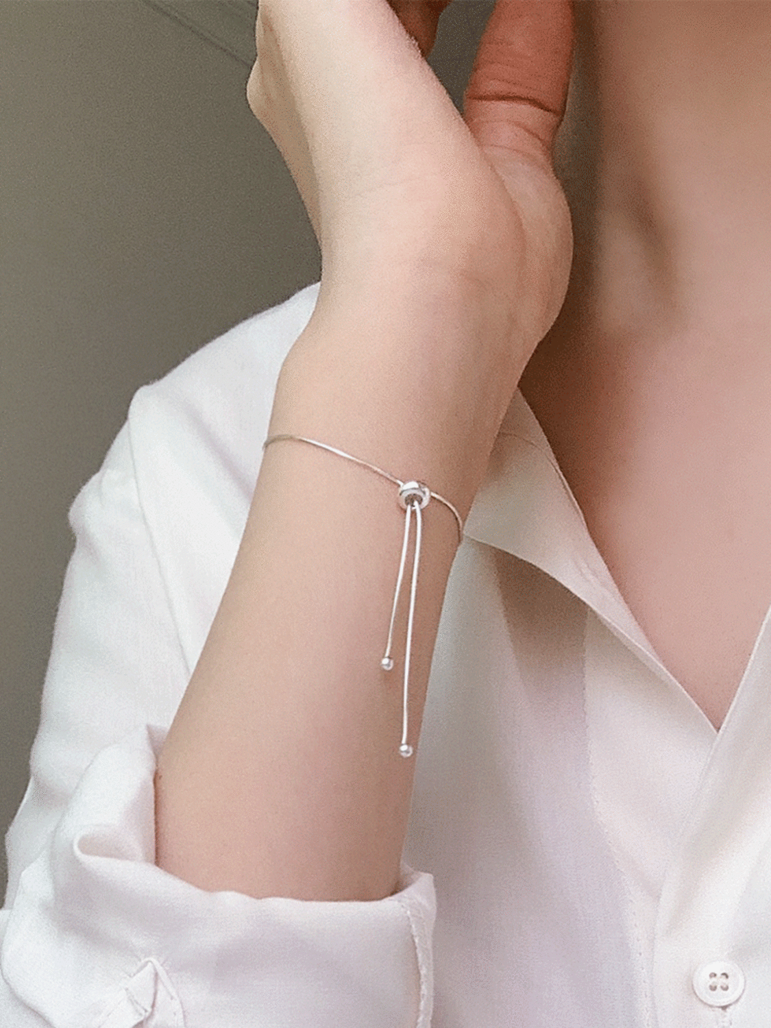 925 silver donut silk chain bracelet (free size)