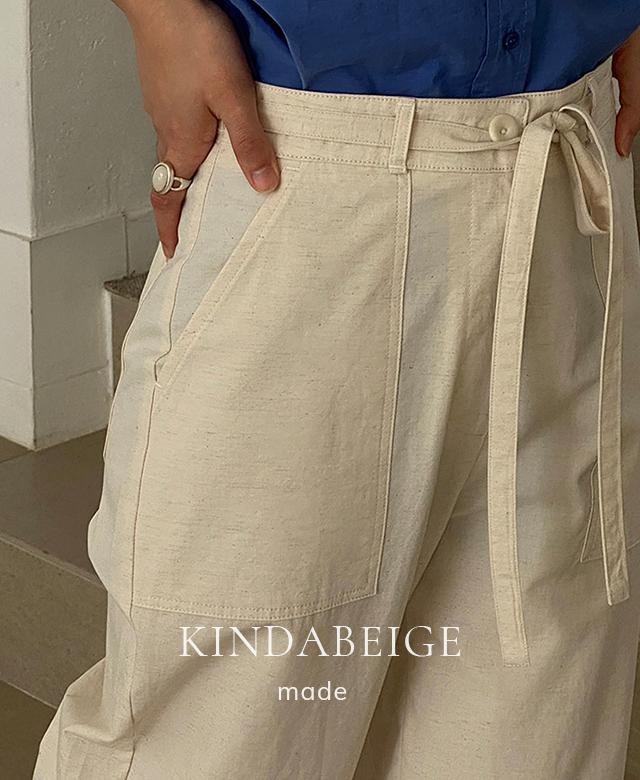 [kindabeige] 마르소 린넨 스트랩 팬츠 (natural)