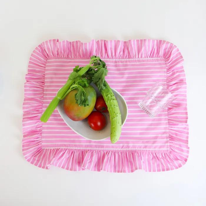 순면 스트라이프 프릴 테이블 매트