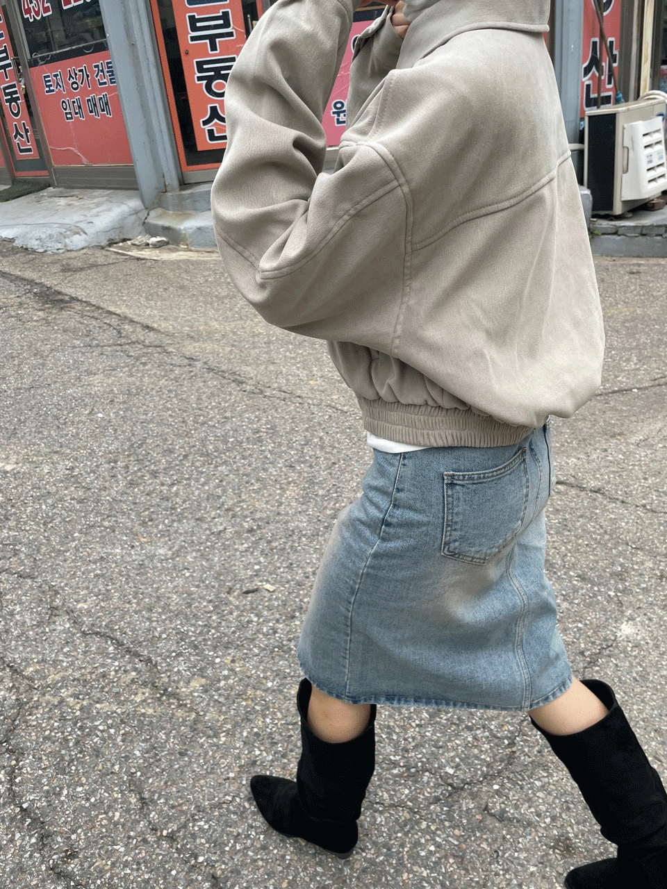 vintage denim midi skirt