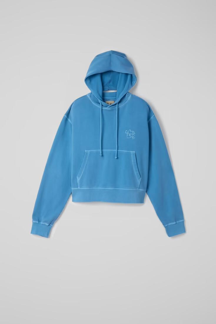 Mineral Dye Boxy Hoodie Blue