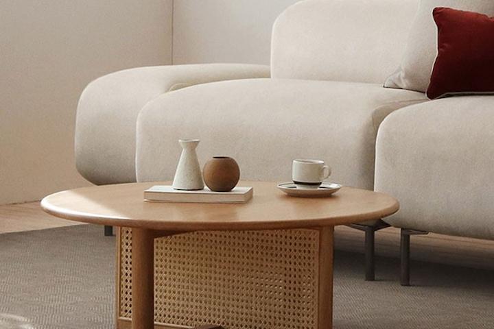 케인 소파 테이블 오크