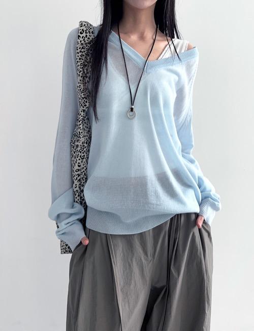 summer raglan deep v knit