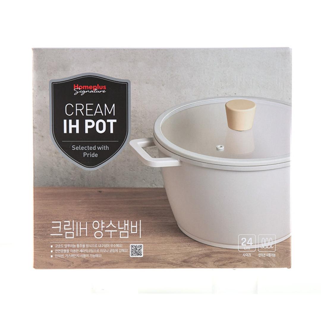홈플러스시그니처 CREAM IH냄비 양수 24CM | 홈플러스