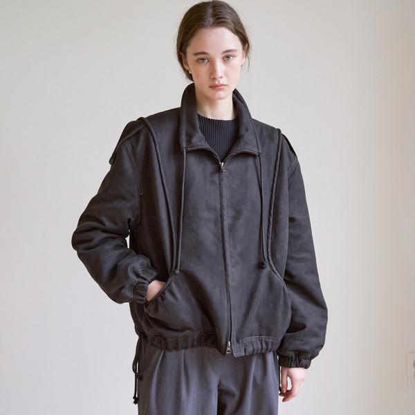 Saturn Vegan Suede Bomber (Pale Black)
