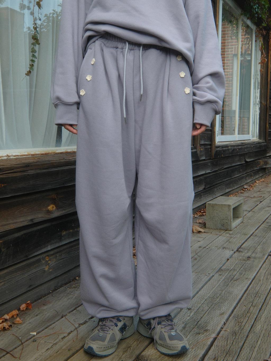 Crochet sweat pants (mute purple)