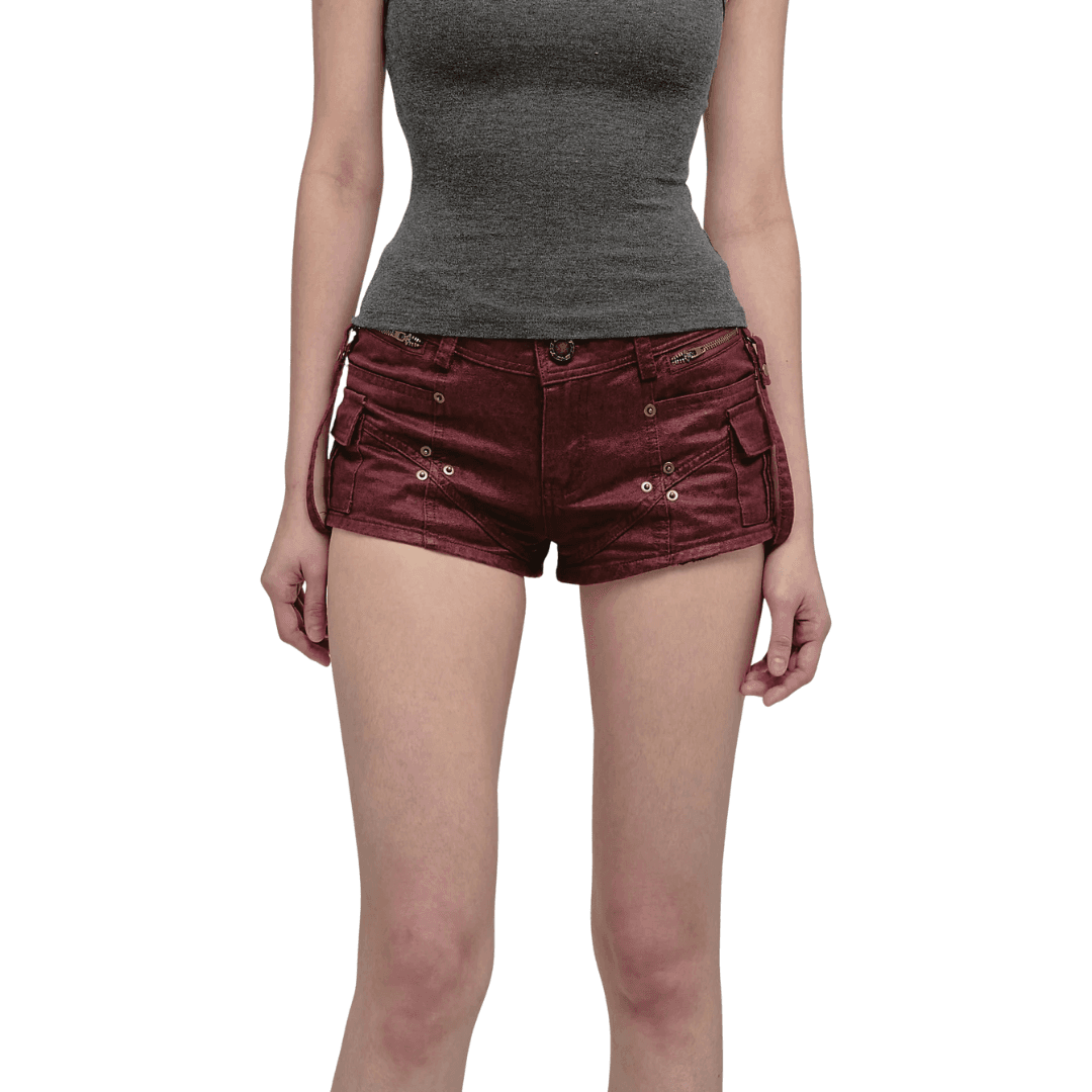 Utility Shorts in Maroon - XS