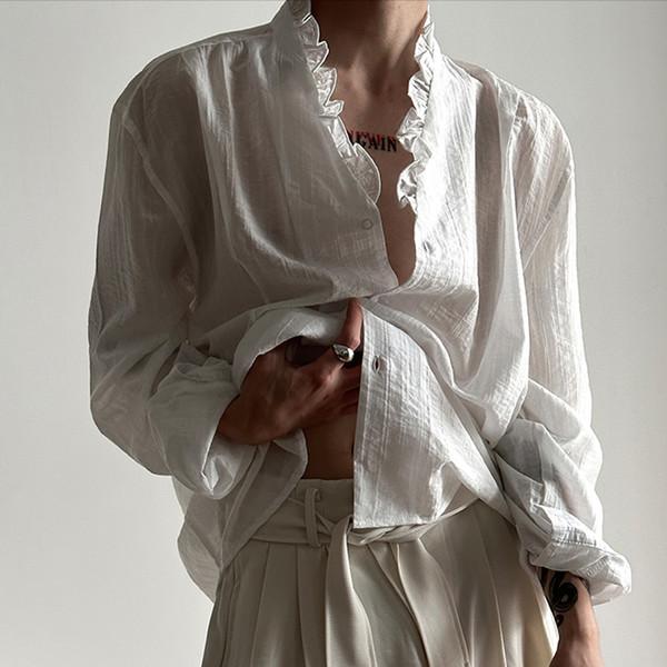 프렌치 셔링 슬림 블라우스