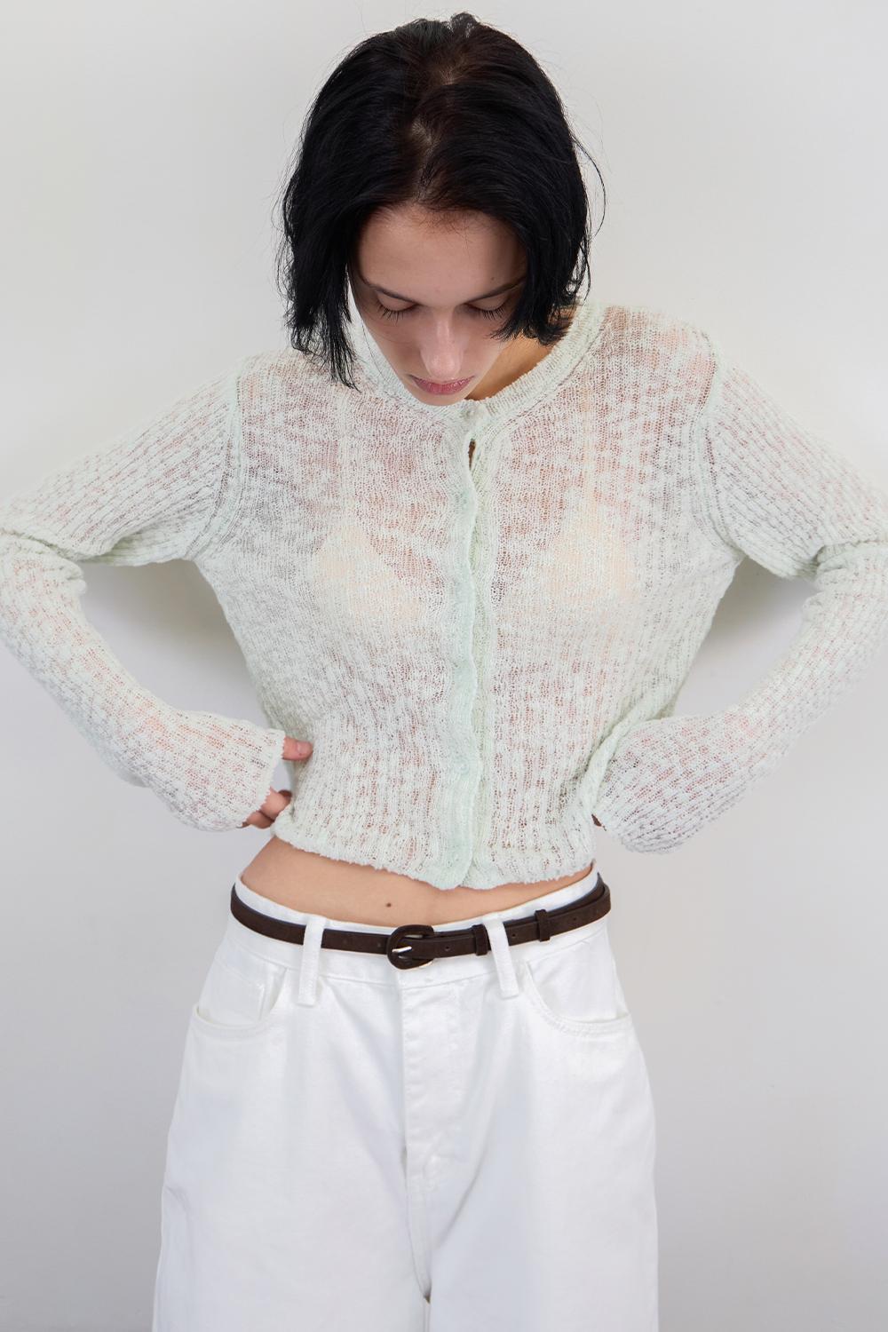 [Shipping 5/9] Broad Rib Slub Knit Cardigan - Irish Mint