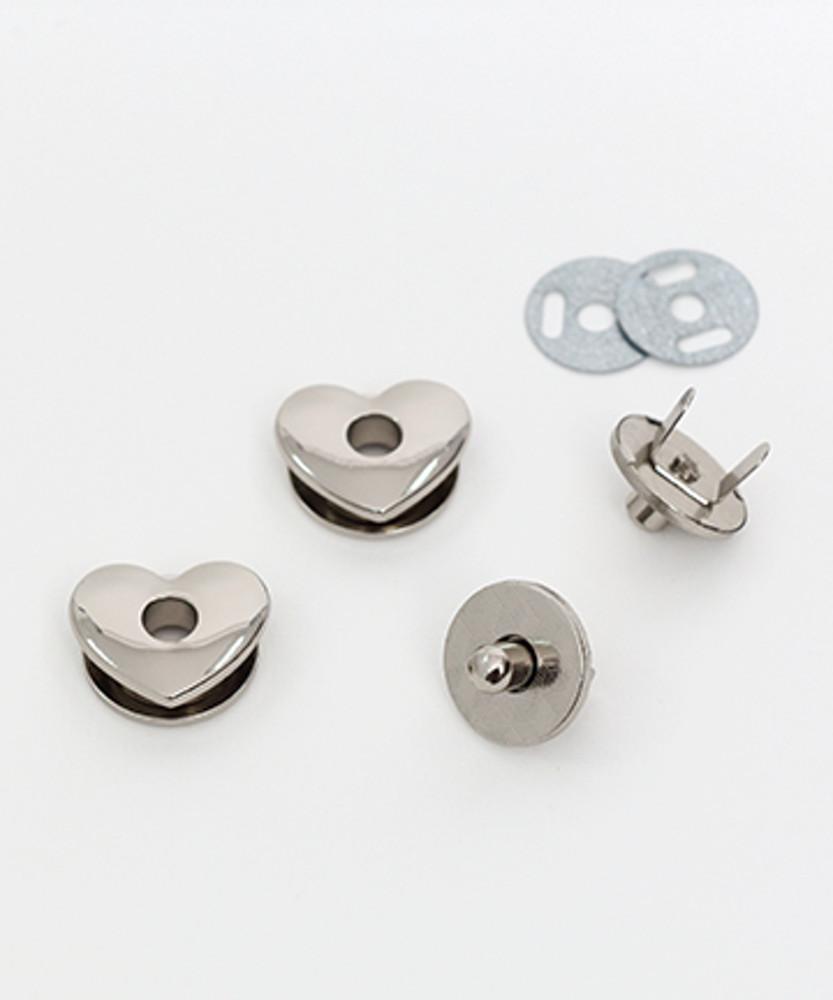 하트 자석 단추 23mm 실버 금속 가방 파우치 지갑 소품