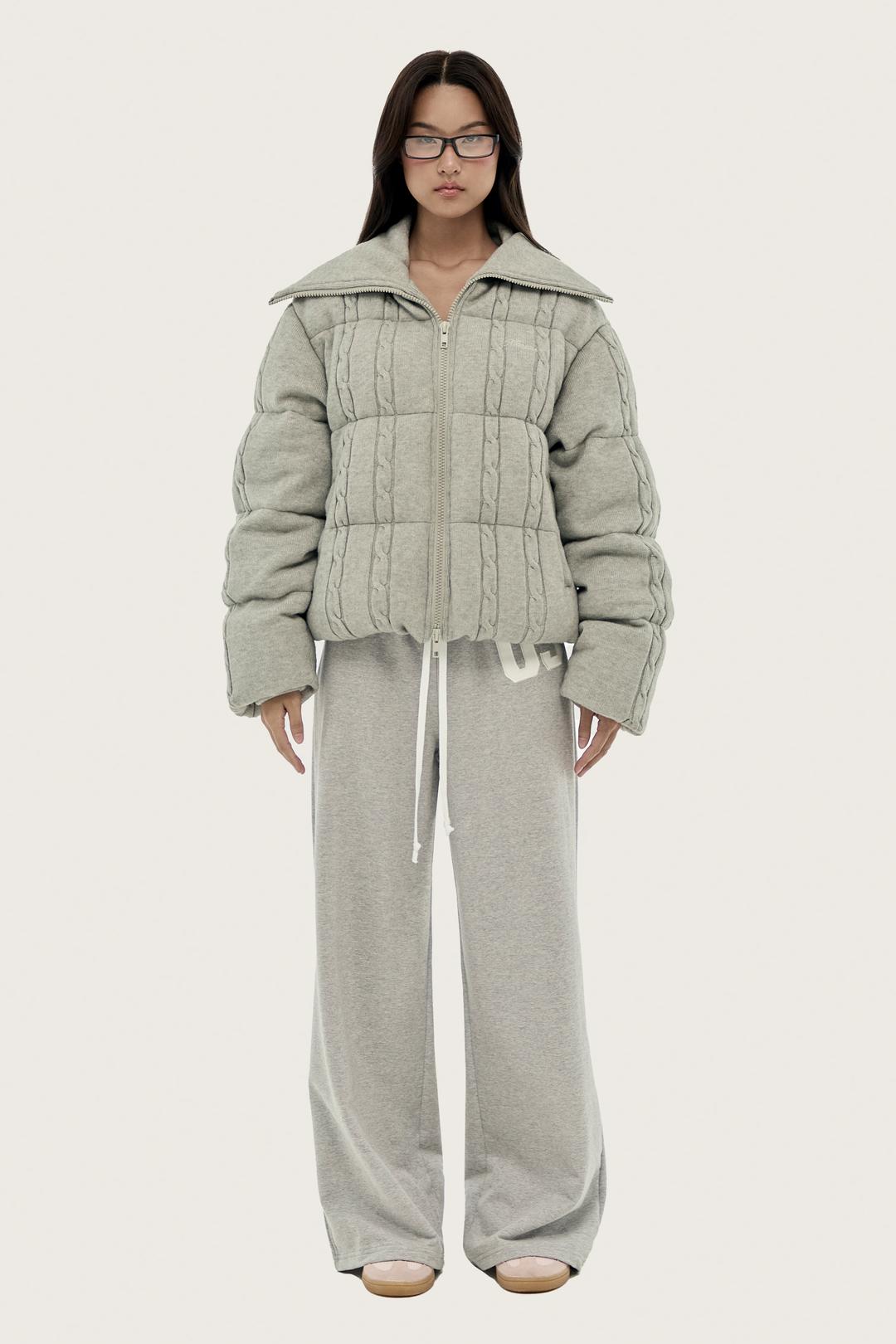 [ Pre-order ] Chou chou cable knit puffer, Gray