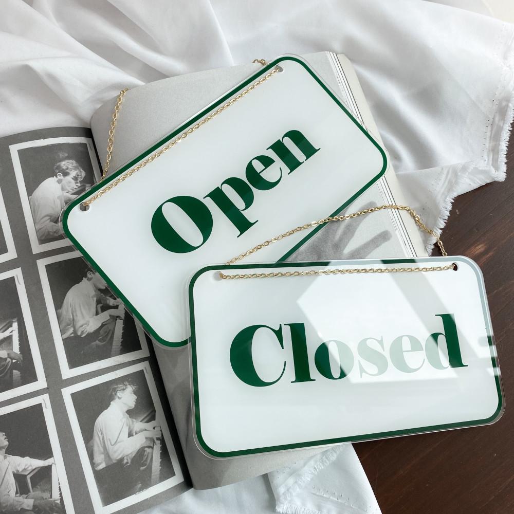 오픈 클로즈 외출중 직사각 아크릴 문패[녹색]