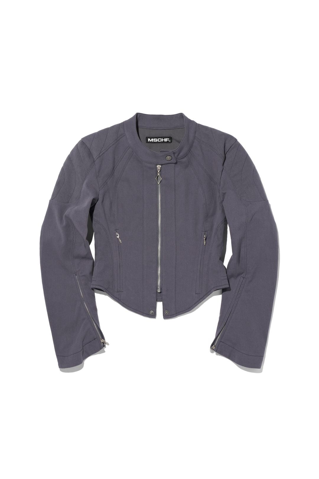 COTTON BIKER JACKET_PURPLE GREY