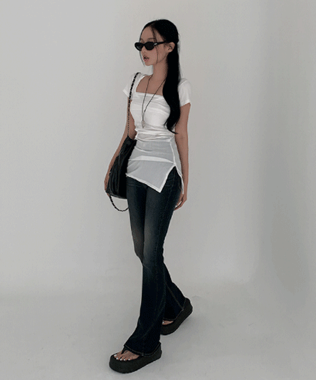 [여름휴가🏝] 세로 골지 홀 밴딩 탑  ops - 4color