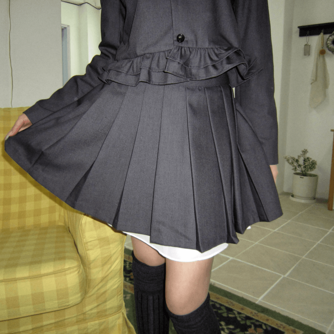 Double wasisted pleats short-SK