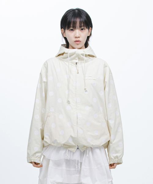 SHIRT HOODED ZIP-UP, DOT IVORY