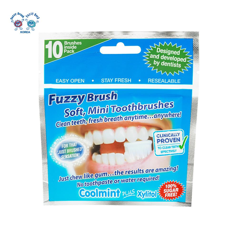 일회용 씹는 칫솔 퍼지브러쉬 10P (지퍼백)