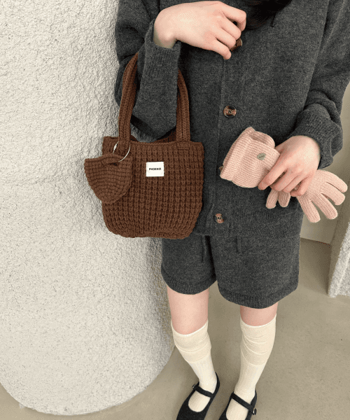 Knitted Handbag with Mini Bag [3 Color]