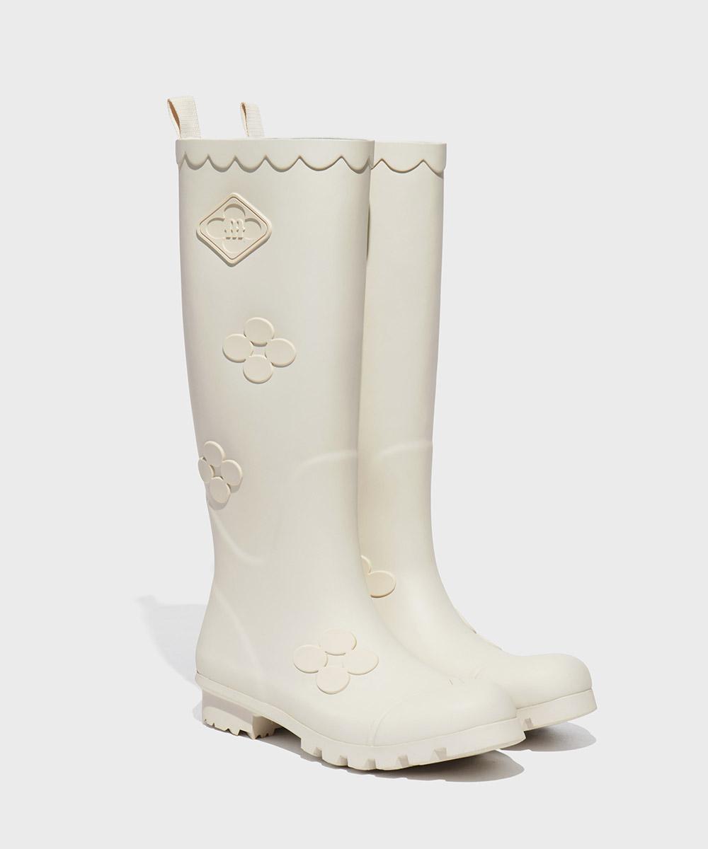 [06.11런칭][X MINJUKIM] FLORAL PATCH RAINBOOTS LONG - IVORY