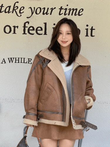 [기획특가]1559 오버핏 터틀넥 양털 무스탕[2color/44-88]