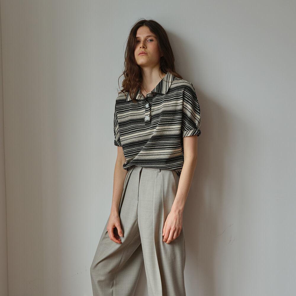 린넨 스트라이프 칼라티셔츠(블랙)