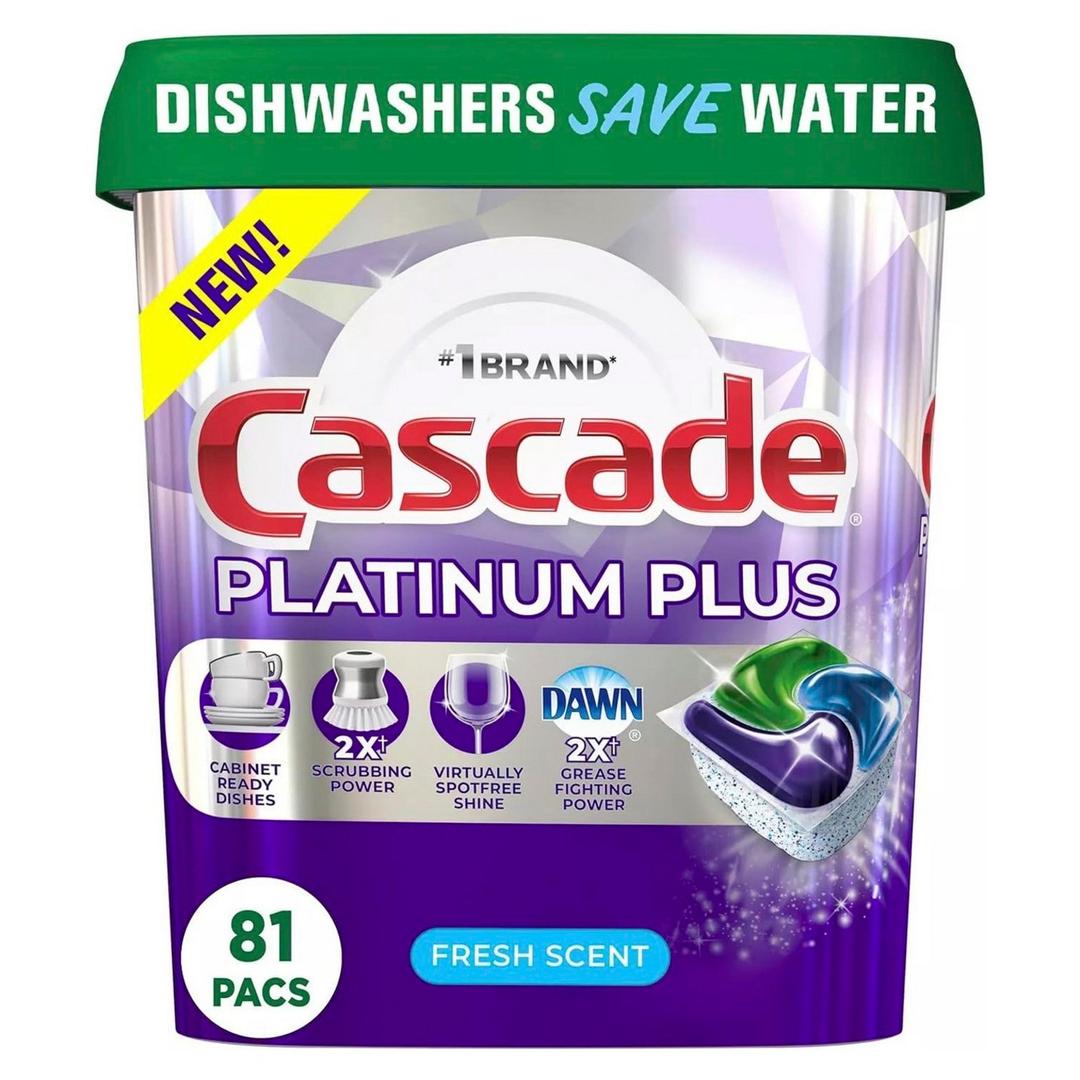 Cascade 플래티넘 플러스 프레쉬 센트 81개입, 1.25kg, 1개 - 식기세척기용세제 | 쿠팡