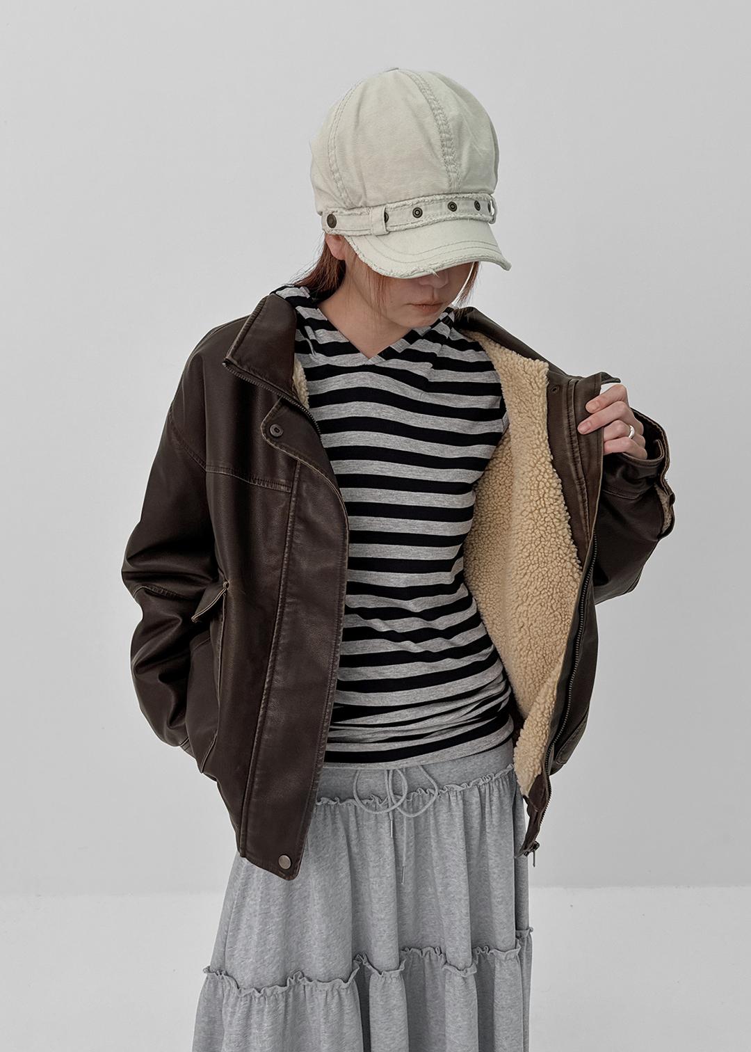 블랙업 [MADE] 핀테르 레더 덤블 블루종 점퍼