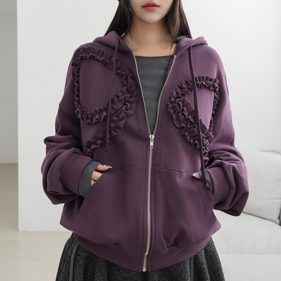 베큰 리본 후드집업