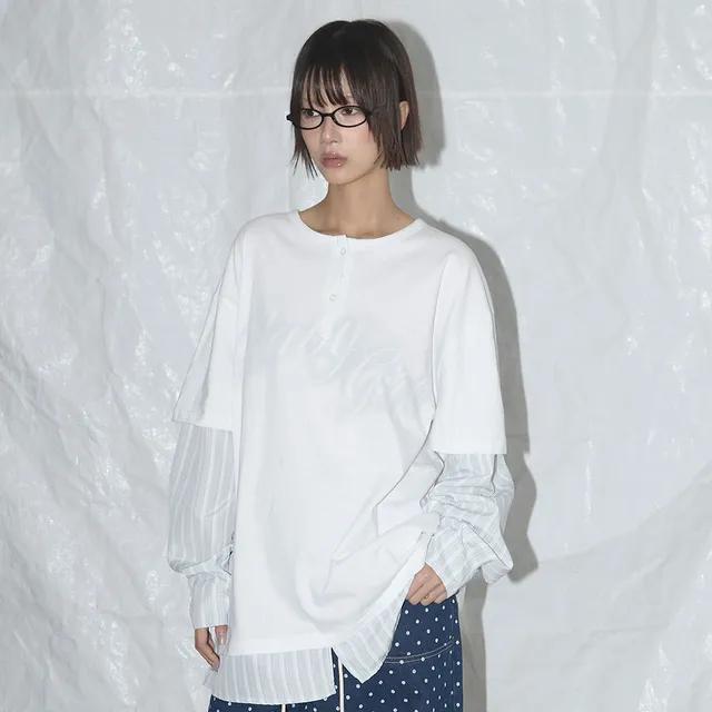 [3/12 예약배송] 베이비걸 스트라이프 레이어드 티 (WHITE) F25QB085