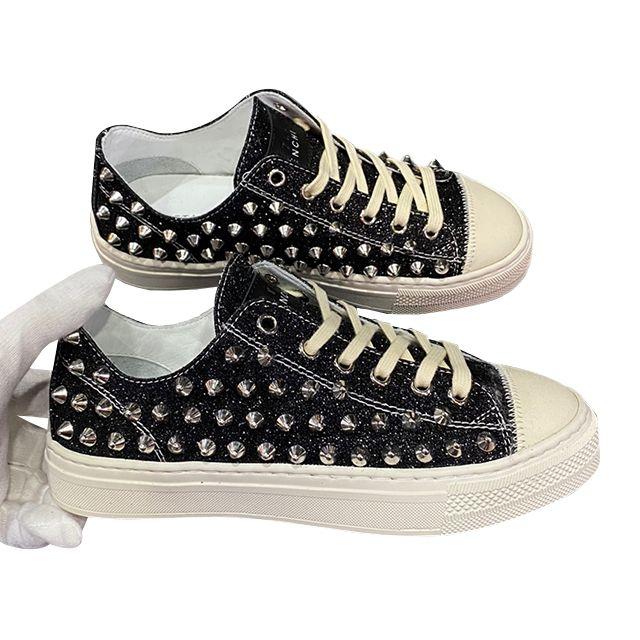 더팩토리 22FW 젠치 빈티지 실버 스터드 글리터 스니커즈 (GXD024P330GLI0B999)