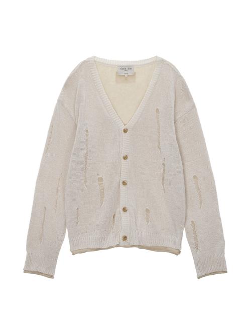 LAYERED DAMAGE CARDIGAN IN IVORY