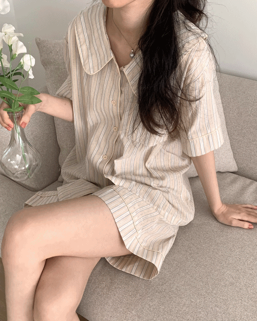 [unisex] 비올라 면 반팔 파자마 set - 2 size
