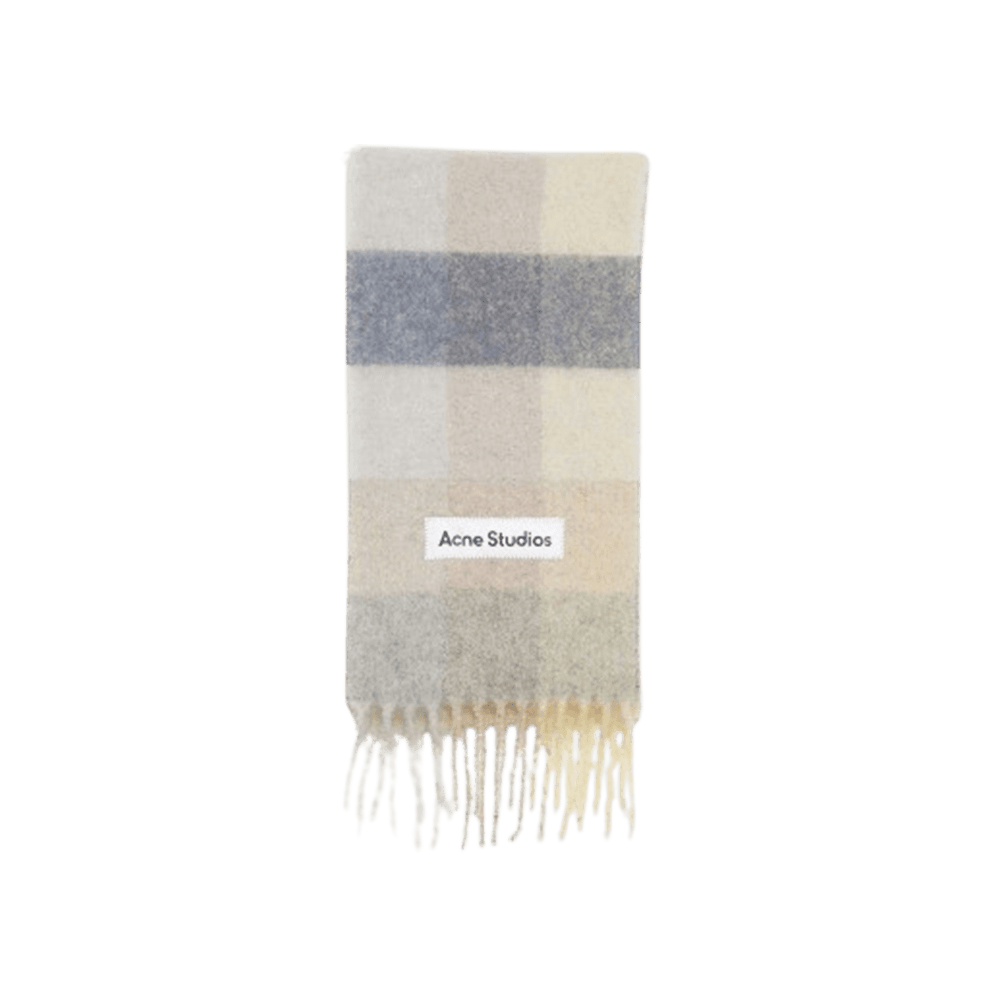 아크네 스튜디오 모헤어 체크 스카프 라이트 바닐라 베이지
