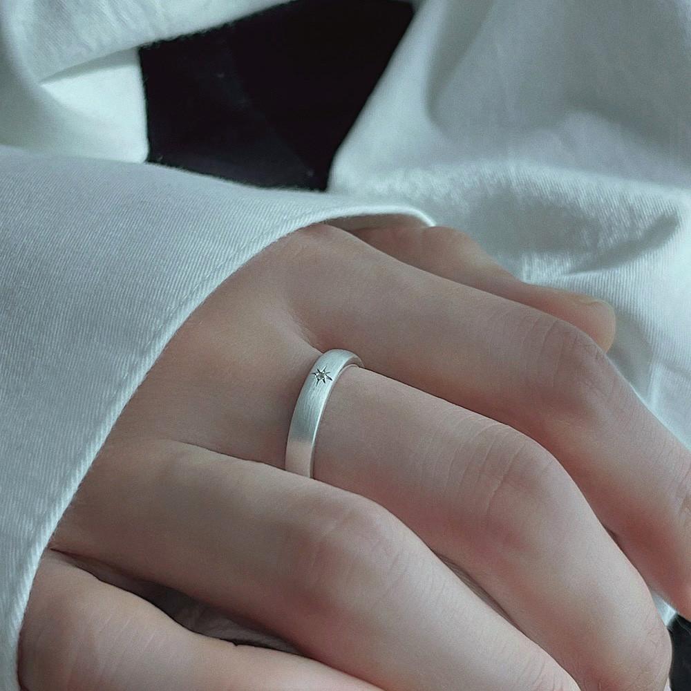 925 실버 별 조각 큐빅 포인트 영문 각인 우정 커플 반지